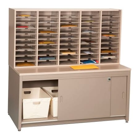 Datum Filing Systems Mail Master Oversize Workstation 7, Desert Dusk Laminate Top Medium Gray Finish STATION 7OVR-L95-T23